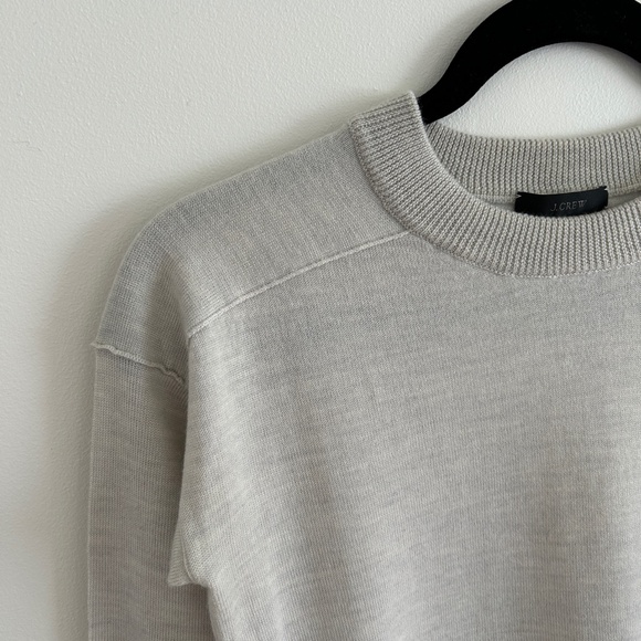 J. Crew Merino Wool Sweater Grey Tunic Crew Neck Long Sleeve Size XXS - Picture 2 of 8